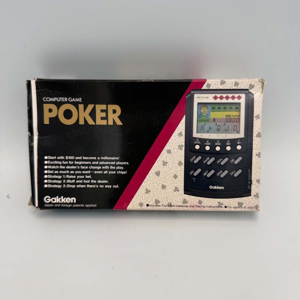 Gakken Computer Game Poker Vintage Handheld Electronic Game Japan Boxed Tested